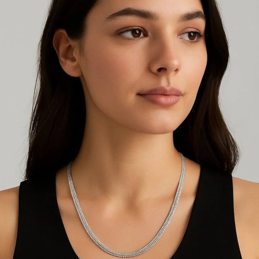 Anne Klein Silver-Flat Chain Necklace - Picture 2 of 8